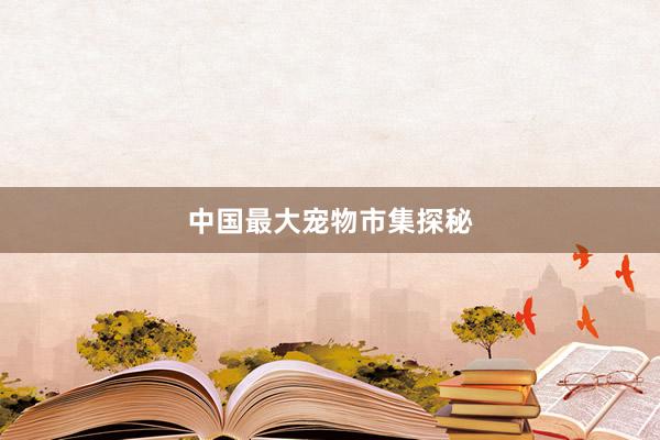 中国最大宠物市集探秘